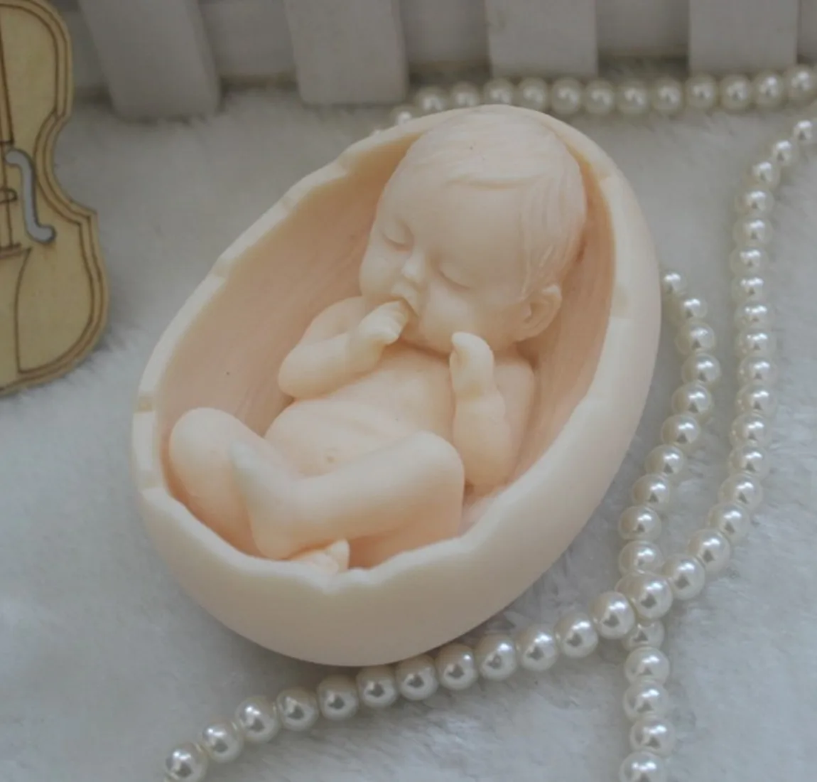 1pcs Cradle with Baby (ZX99) Handmade Soap Mold Crafts DIY Silicone Mould