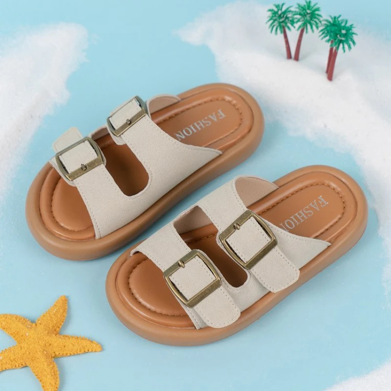 Summer Fashion Beautiful Children Kids Elegant Comfortable Baby Round Toe Sandals Slippers Students Flats Popular Toddler Shoes