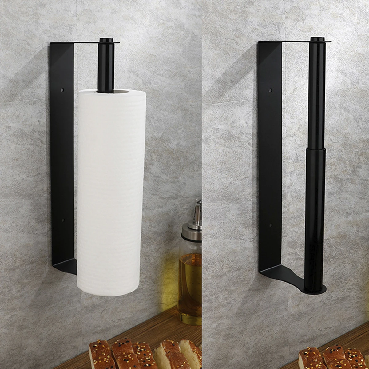 Paper Towel Holder Under Cabinet Wall Mount Stainless Steel Tissue Paper Roll Holder Heavy Duty Paper Roll Hanger Adhesive