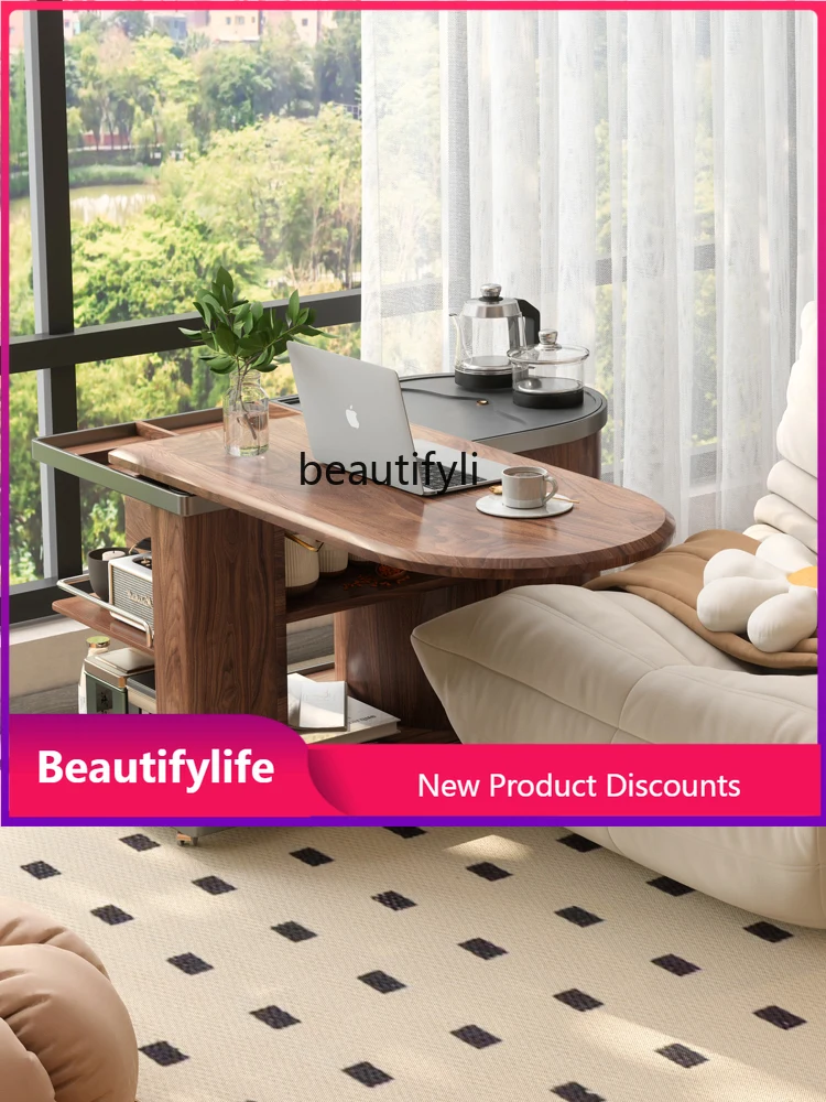 

H Movable Balcony Tea Table Home Adjustable Table Sofa Side Rock Board Tea Brewing Table