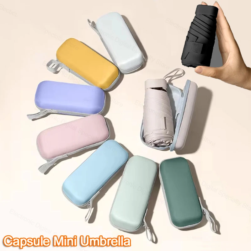 Capsule Umbrella Mini Sunshade Umbrella Portable Pocket Sun Rain Dual Use Lightweight Travel Umbrella For Women Men