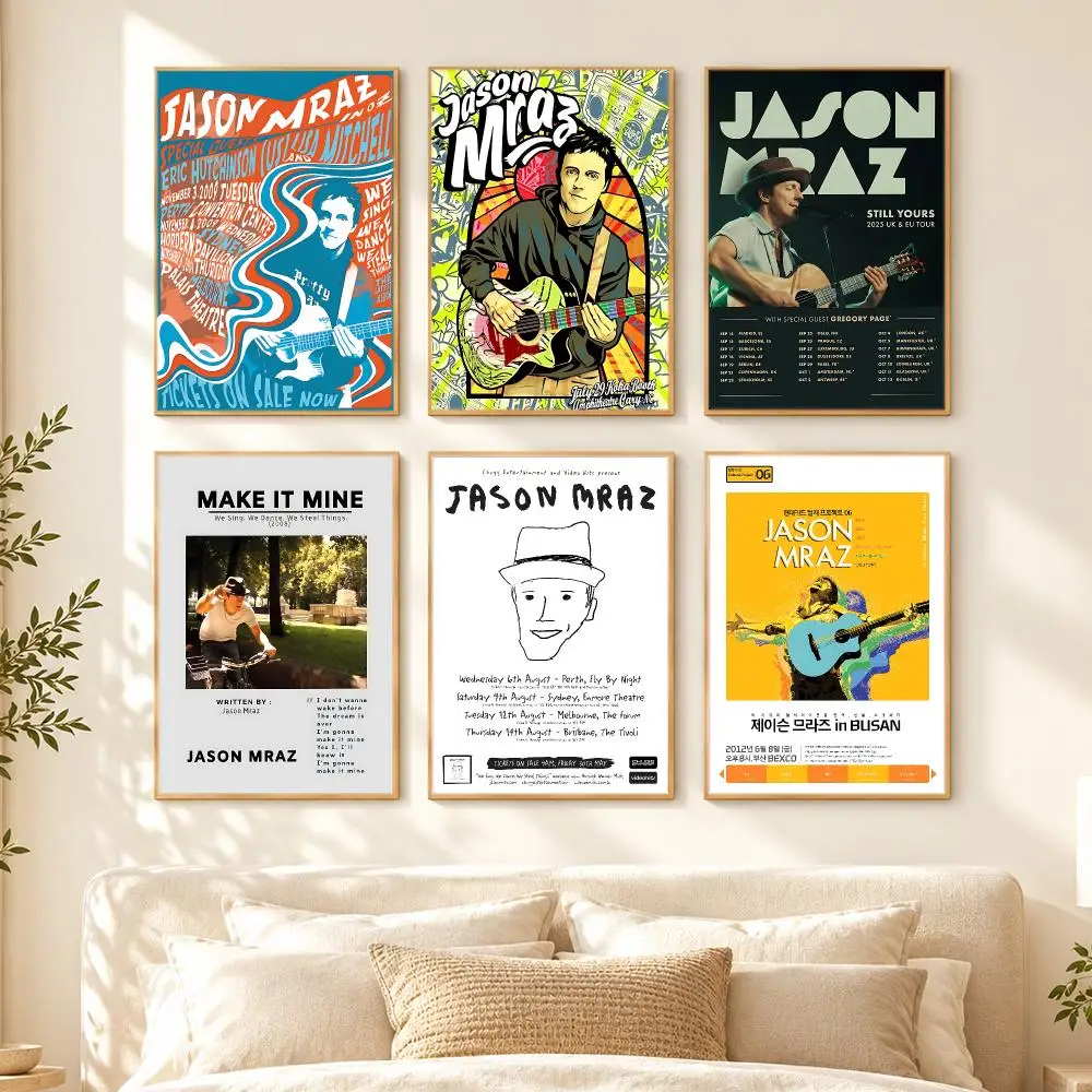 music Jason Mraz Poster Poster HD Printing Cozy Nordic Style for Home Decor for Living Room Bedroom Cafe Gift