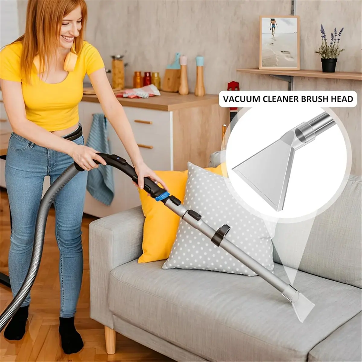 BAAU Vacuum Extractor Attachment,Vacuum Cleaner Brush Head Extraction Nozzle with 4 Connectors Shatter Proof Carpet CleaningA