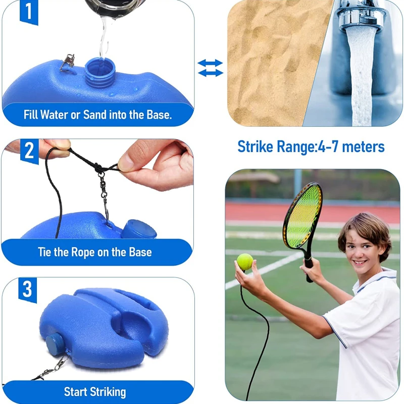 Improve Your Tennis Skills Anywhere With Rebound Balls And Elastic Rope Base Perfect For Indoor And Outdoor Training Equipment