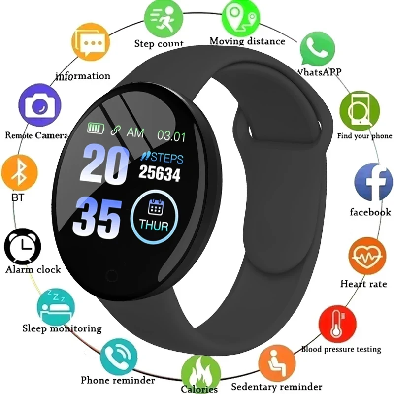 D18 Smartwatch Circular Color Screen With Multiple Sports Modes Call Information Reminder Photo Taking Music Smart Bracelet D20