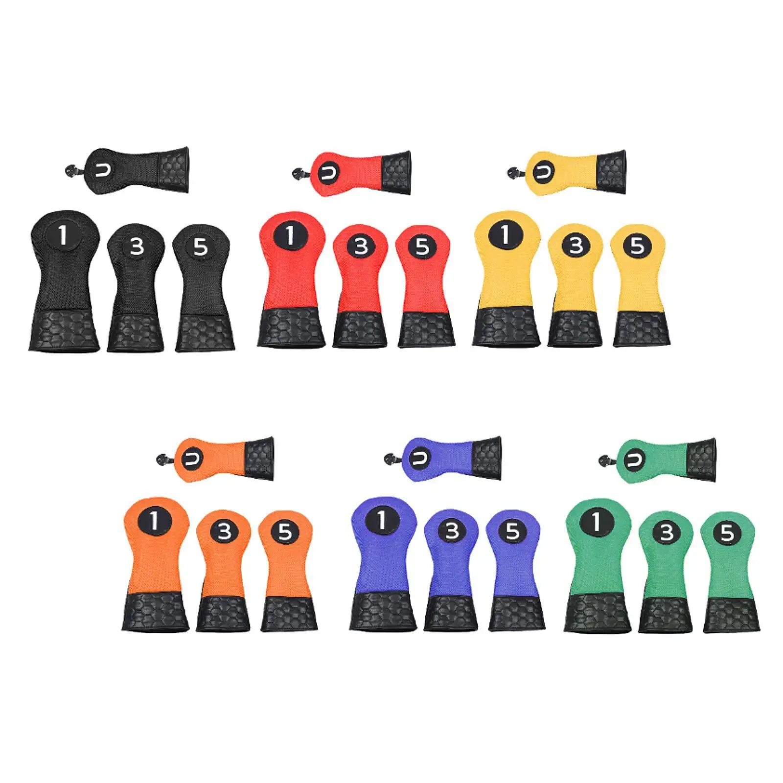 

4x Golf Club Head Covers, Golf Wood Headcovers Premium with Number Tag Golf Club Protection Protective Sleeves for Adults