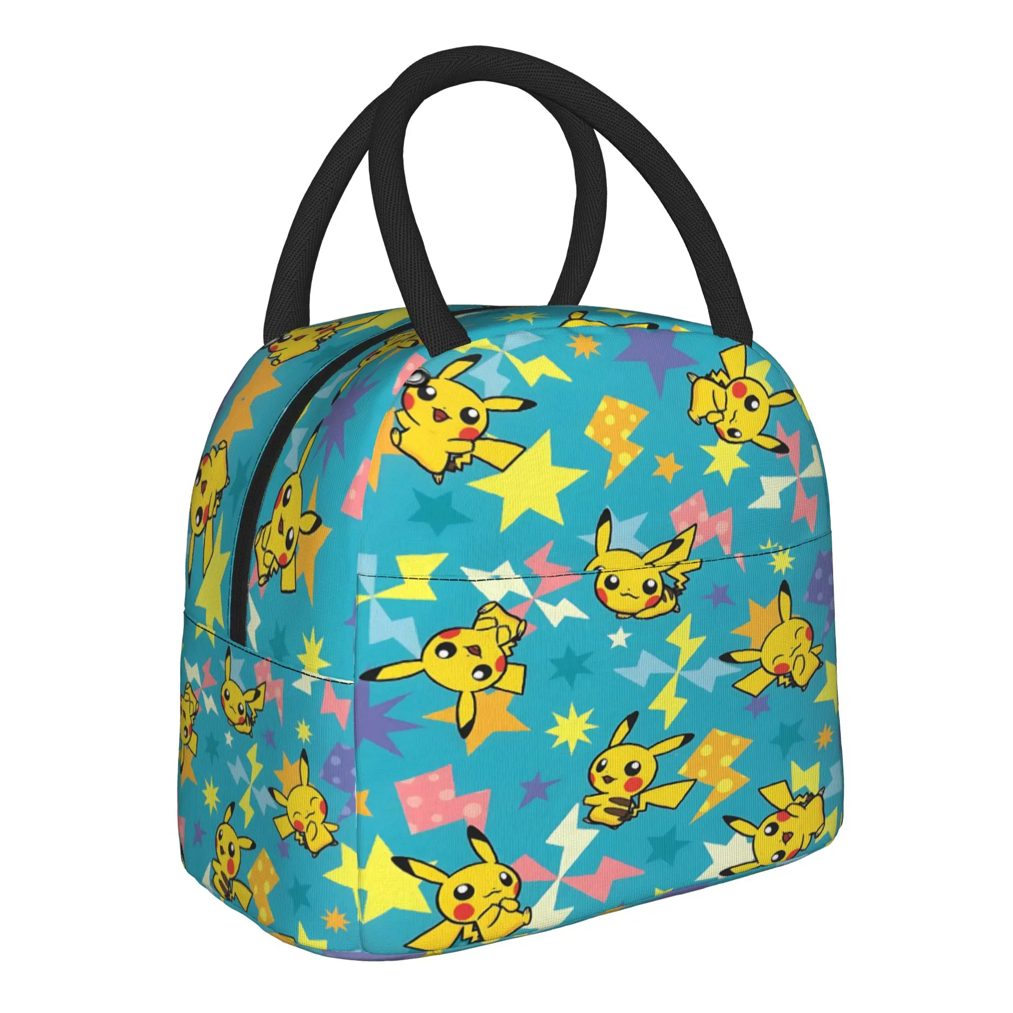 Pokemon Pikachu Star Pattern Print Handbag Insulated Lunch Bag Ice Pack Rice Bag  bolsa Student Bento Lunch Handbag Insulation
