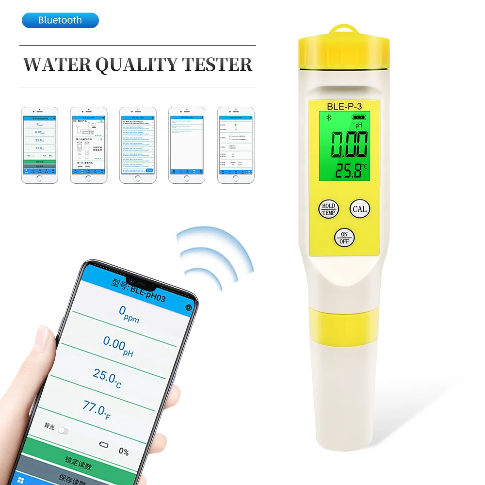 

PH Meter Bluetooth-Compatible Online Monitor Drinking Water Quality Tester APP Control 0.01 High Precision For Aquarium Pools