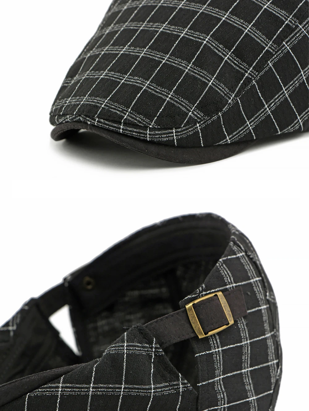 HT5057 Baskenmützen für Herren und Damen, Vintage Künstler-Mütze, Karierte Baskenmütze, Herren- und Damen-Flatcap, Frühling-Sommer Verstellbare Baskenmütze – Detail 5