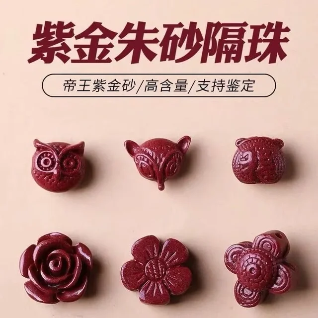 5pc naturalny cynober chiński sowa Fox kwiat DIY łańcuszek do telefonu bransoletka z kluczami kolczyki biżuteria akcesoria mody kobieta Amulet