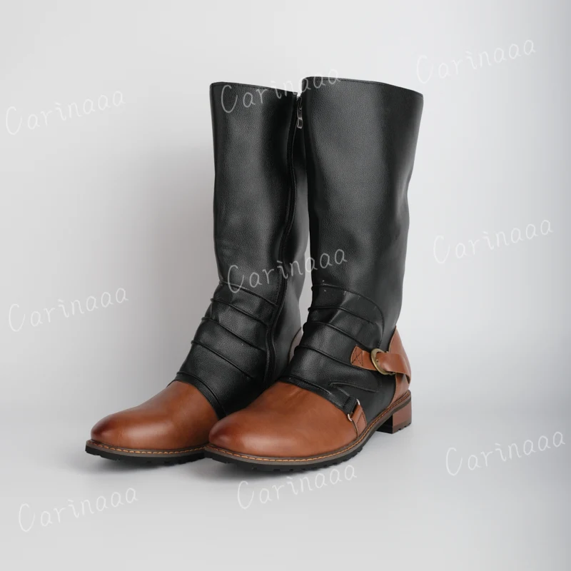الرجال القرون الوسطى ريترو بو أحذية جلدية العصور الوسطى حذاء من الجلد الفيكتوري النهضة التمهيد تأثيري الأحذية