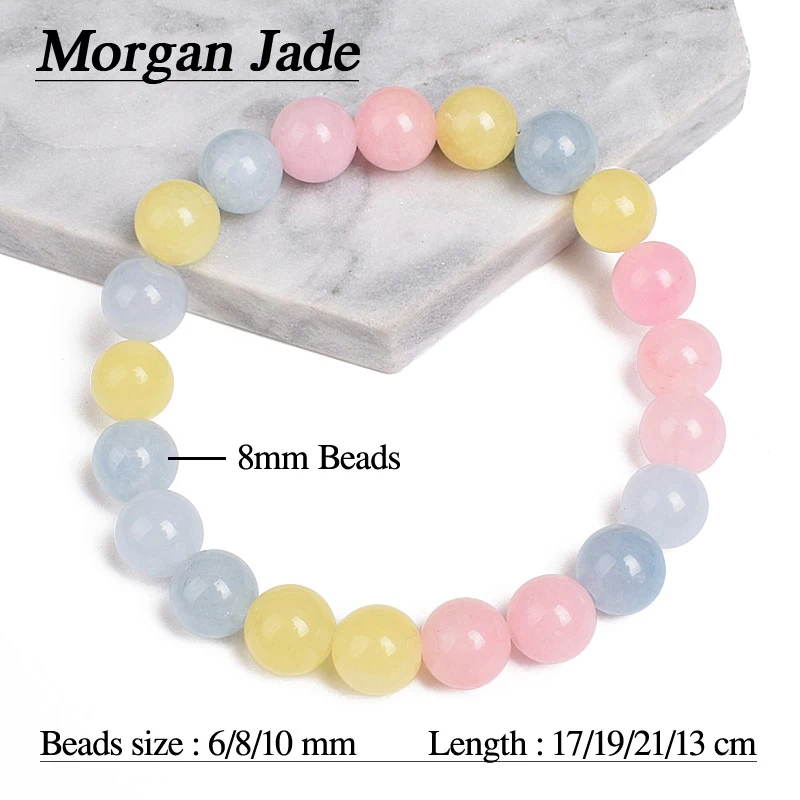 Natural Morgan Jades Bracelet Mixed Color Morganite Gem Stone Beads Bracelets For Women Cute Pink Beryls Healing Jewelry Gifts