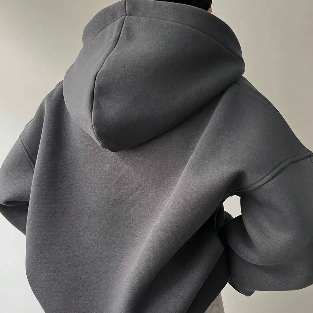 เสื้อฮู้ดแขนยาวสีพื้นสำหรับผู้หญิงรุ่นใหม่ปี 2025