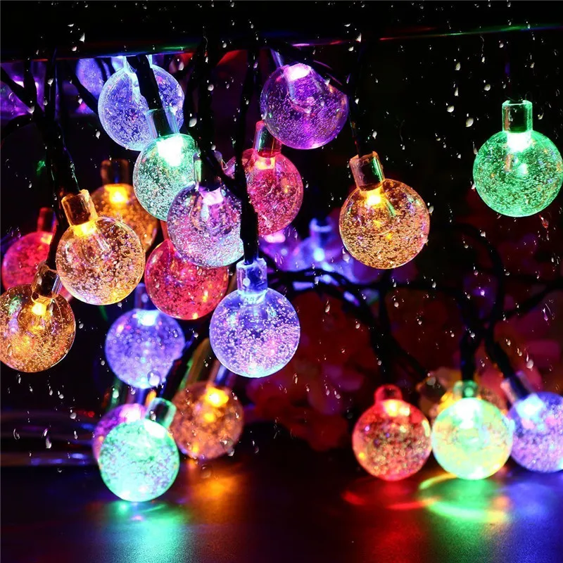 1pc Solar-Powered Bubble Ball LED String Light 20/50/100LED Waterproof Outdoor Garden Corridor Courtyard Ramadan Decoration