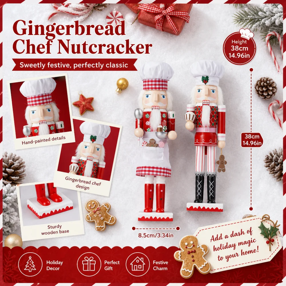 38cm Holz-Lebkuchen-Koch Nussk – Nutcracker Figurine Bewertung und Preis