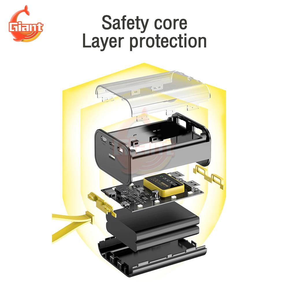 Caso Carregador De Bateria Com Luz Noturna DIY Carregador Banco De Potência, Fonte De Alimentação Móvel, Suporte Da Bateria, Mini Carregamento,