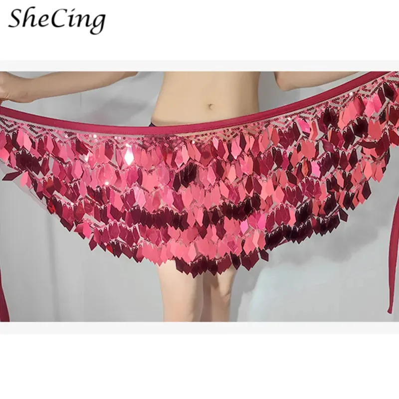 

Женский блестящий шарф с блестками и кисточками для танца живота, индийский карнавал, рейв, поясная цепочка, костюм для вечеринки, юбка с запахом, пояс для выступления на сцене