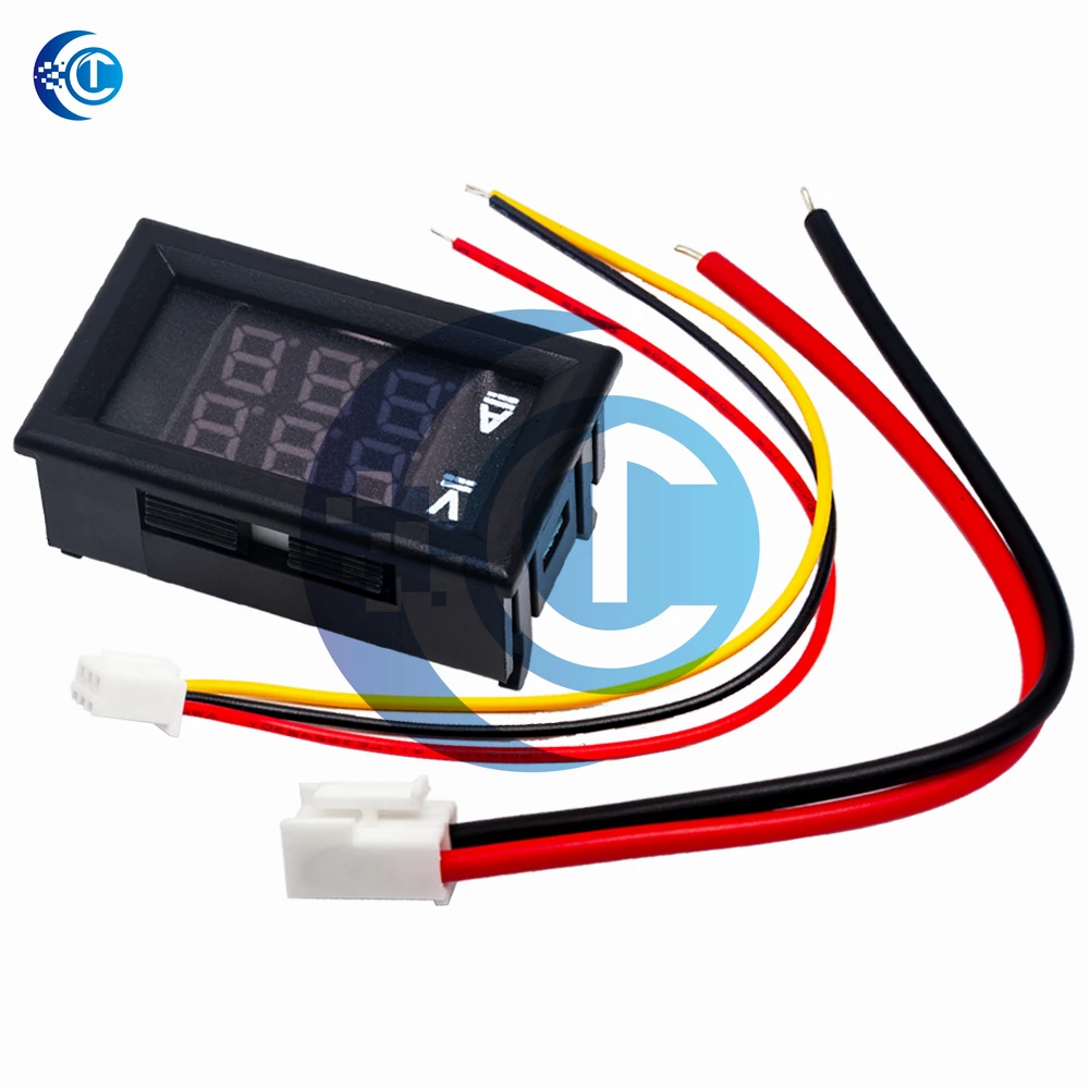 DC 0-100V 10A Digital Voltmeter Ammeter Dual Display Voltage Detector Current Meter Panel Amp Volt Gauge 0.28 Red Blue LED