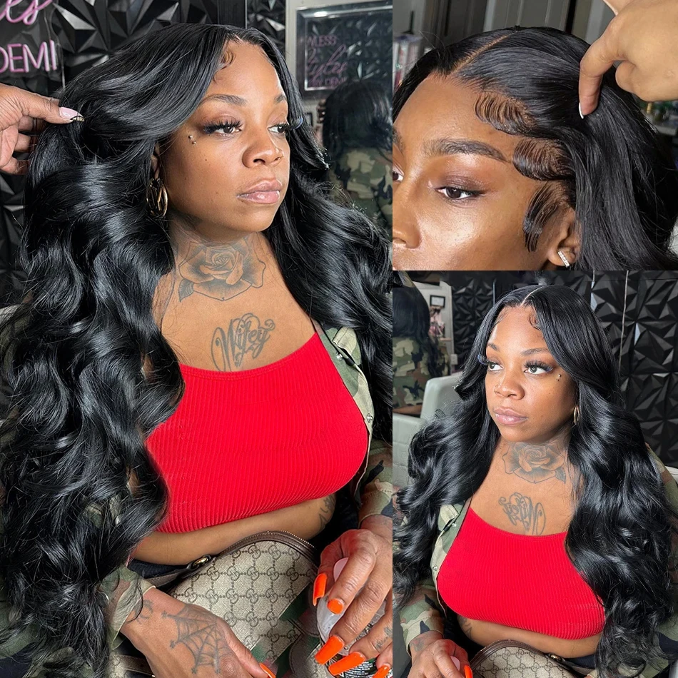 13x4 HD Transparent Body Wave Lace Front Human Hair Wigs 30 32 Inch 250 Density Brazilian Remy 13x6 Lace Frontal Wig For Women