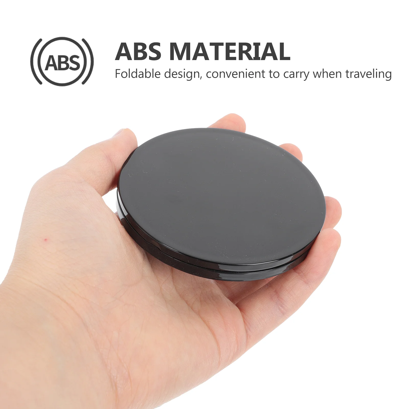 Portable Double Sided Makeup Mirror Compact Foldable Pocket Black Women Elegant Travel Lightweight Round Vanity Handbag Chic