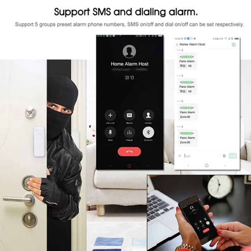 JAJA Home Burglar Security ALARM System เซ็นเซอร์ WIFI SIM GSM RFID สําหรับ IOS Android APP รีโมทคอนโทรล US Plug