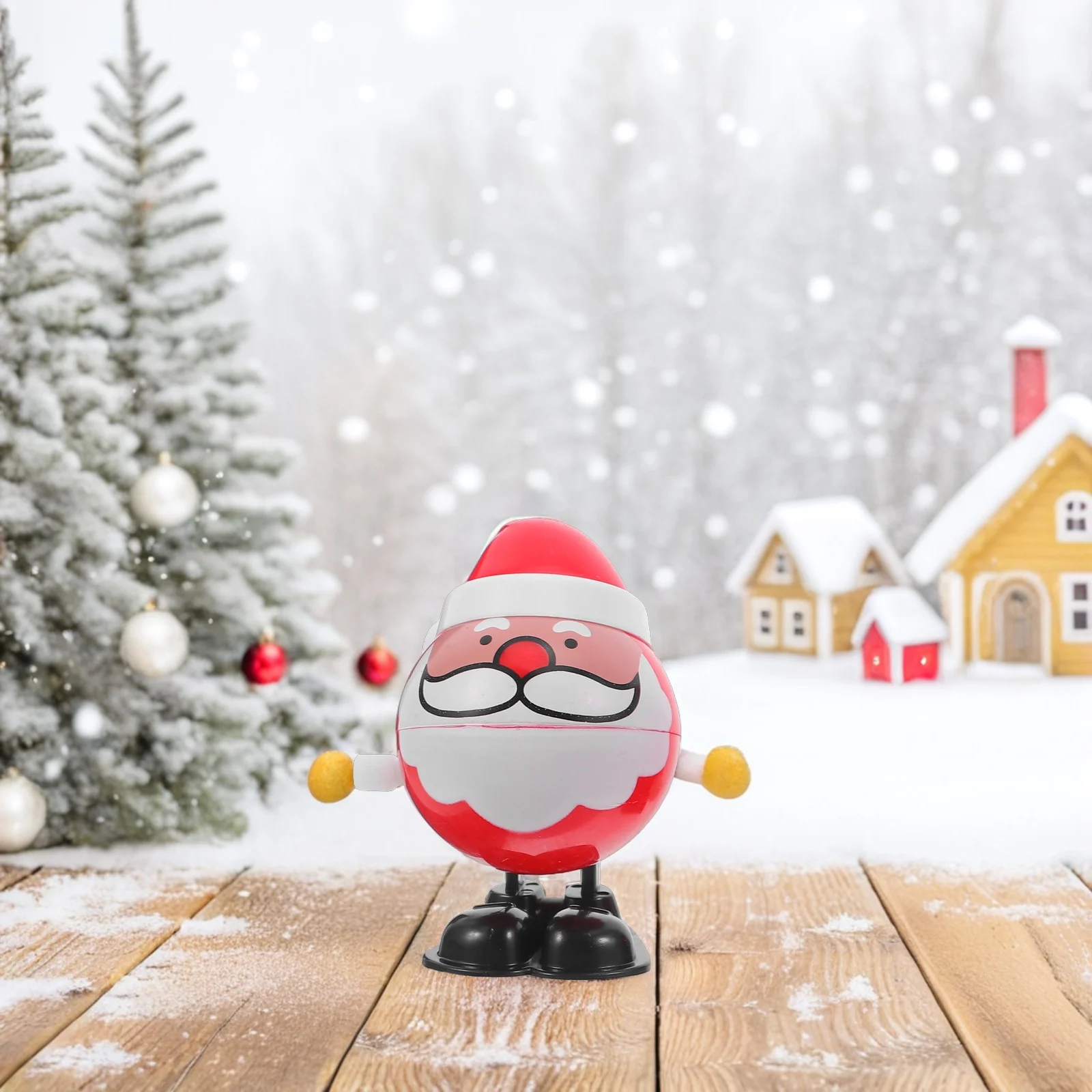 1Set Christmas Festive Winding Santa Claus Snowman Reindeer Holiday Party Favor Creative Portable Spring Children Games