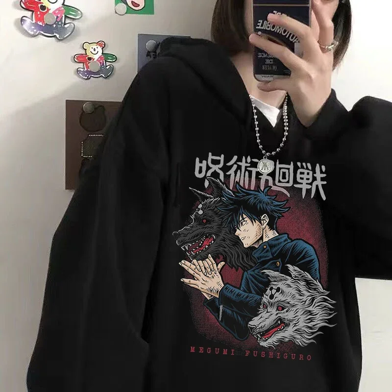 Women\'s Hoodies Japanese Anime Jujutsu Kaisen Hoodie Yuji Itadori Cartoon Sweatshirts Tops Kawaii Gojo Satoru Graphic Streetwear