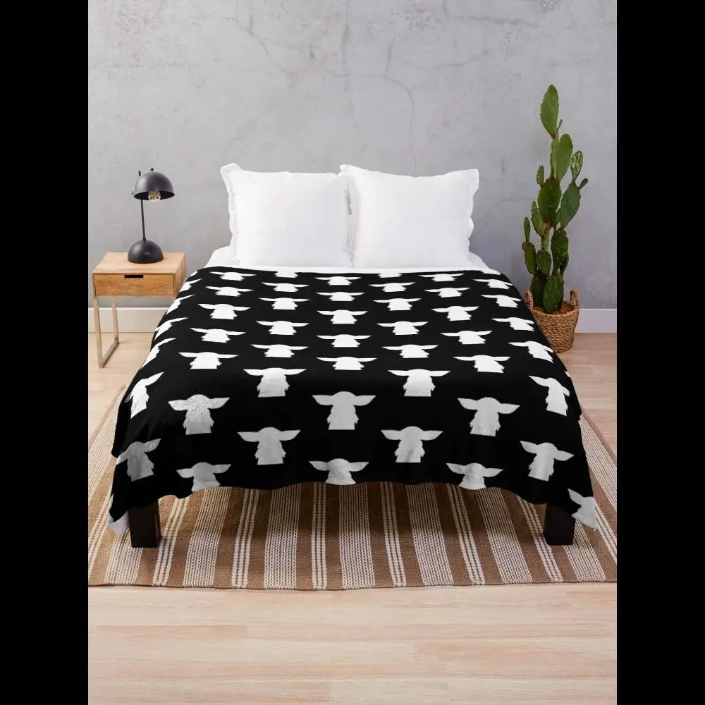 Manta con silueta alienígena, cuadros suaves y acogedores para sofá cama, decoración moderna de ciencia ficción, mantas para sala de estar