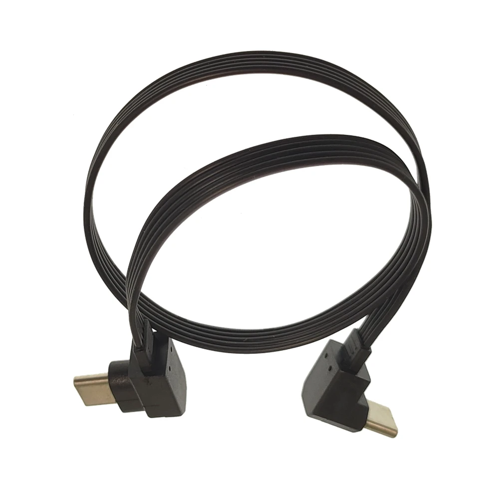 0.5 0.1M Usb 2.0 Usb C Band Platte Kabel Omhoog Schuin Usb 2.0 Type-C Snel Opladen Data Kabel Mannelijke/Vrouwelijke Extender Kabel Voor Usb