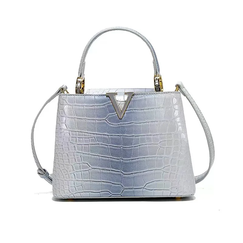 Gradient Crocodile Pattern Handbags Women Bags Luxury Designer High Quality Shoulder Bag for Ladies Large Capacity Crossbody Bag