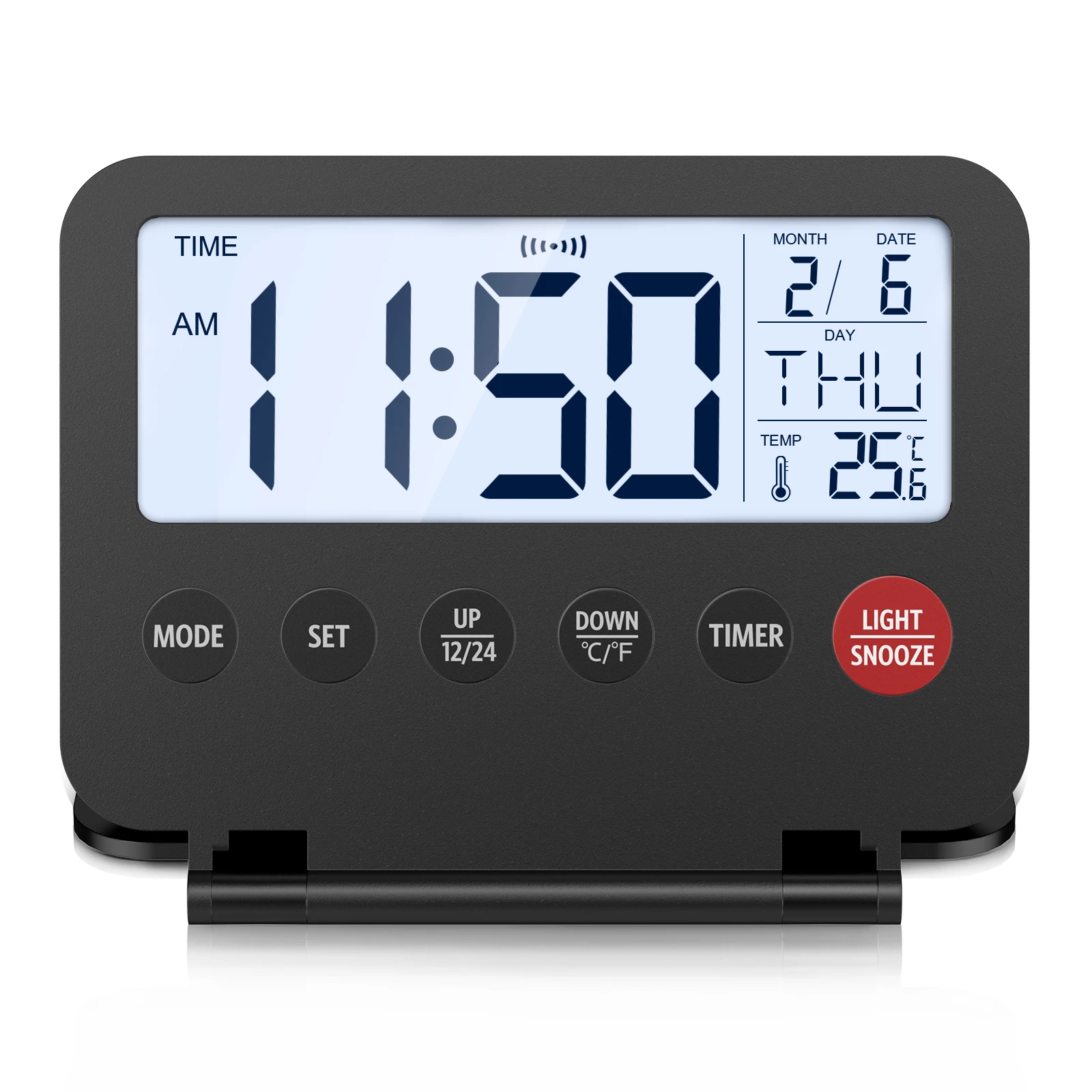 ORIA Reloj despertador digital plegable – LCD pequeño para viajes - imagen 5