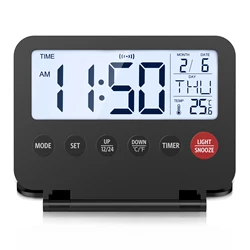 ORIA Digital Travel Alarm Clock Small Foldable Alarm Clock Battery Operated LCD Desk Clock for Travel Business Trip Home