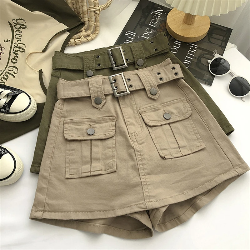 

Korean Style High Waist Design Sense Denim Skirt With Belt For Women in 2025 Summer Fashion A- Line Hip Short Pants Skirt