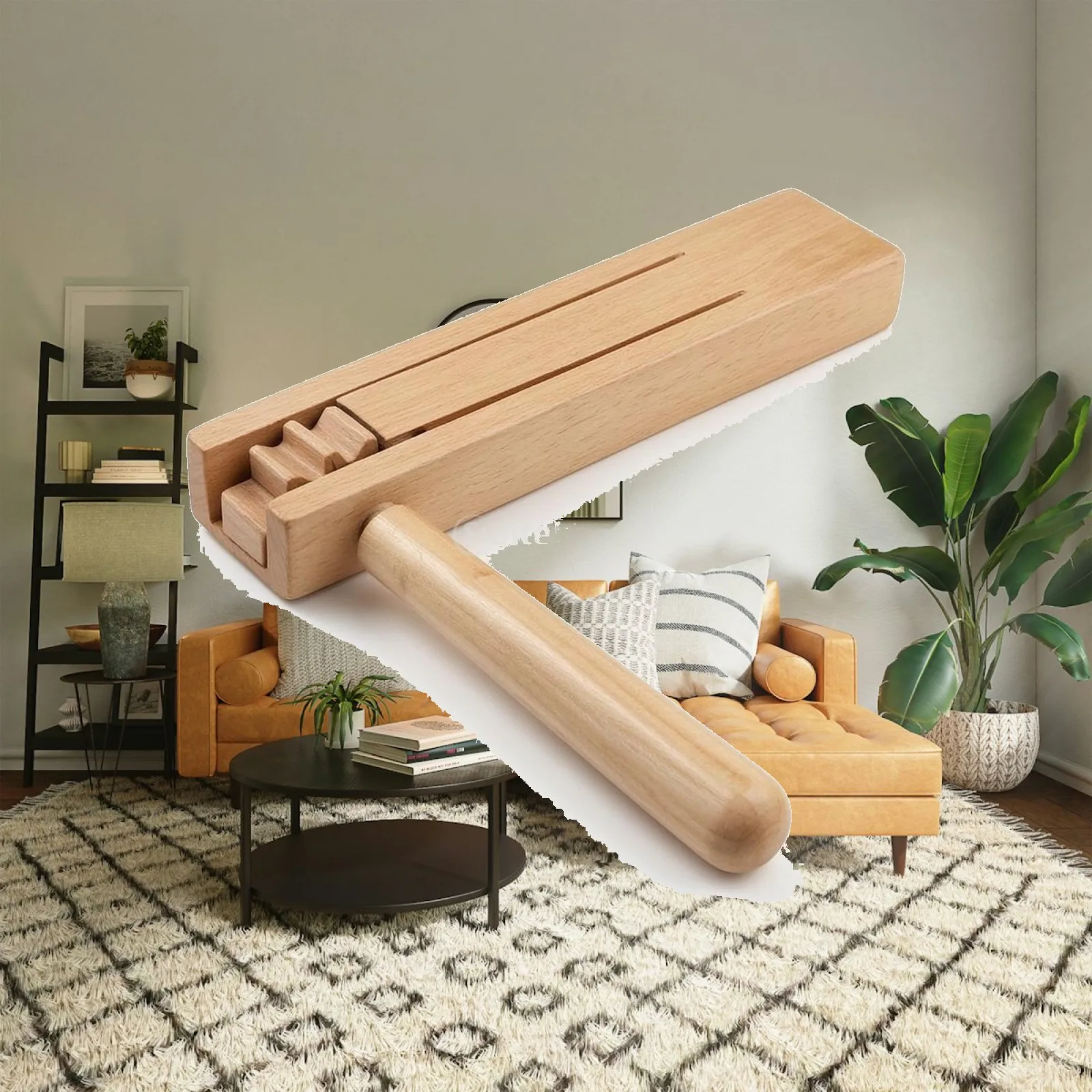 Wooden Percussion Instrument Handheld Wooden Sounder Compact for Classroom, Kids