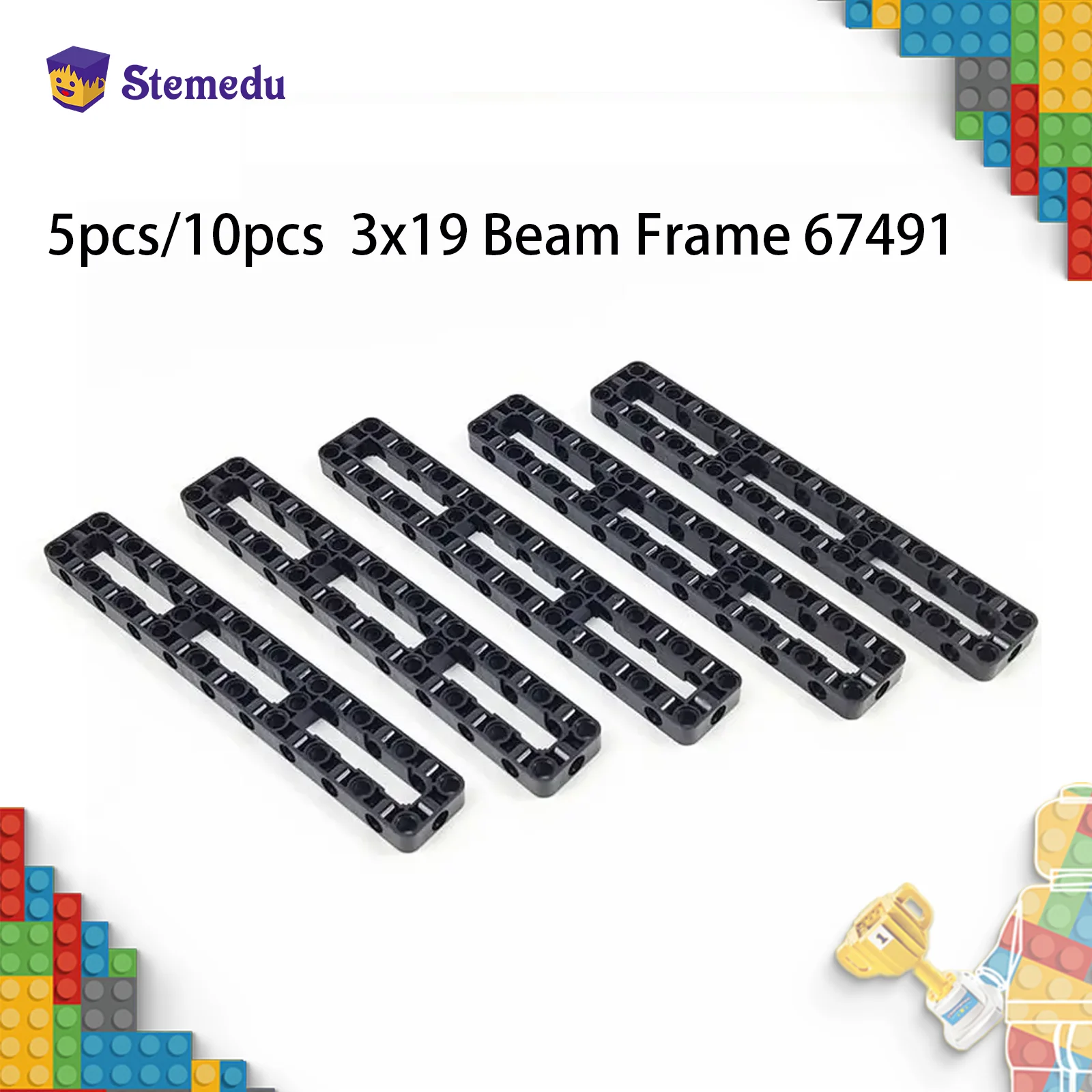 Technical Parts 67491 6377025 Liftarm Modified Frame 3x19 Thick Hole Arm Center Beam MOC for SP3 Building Blocks DIY Car Toy