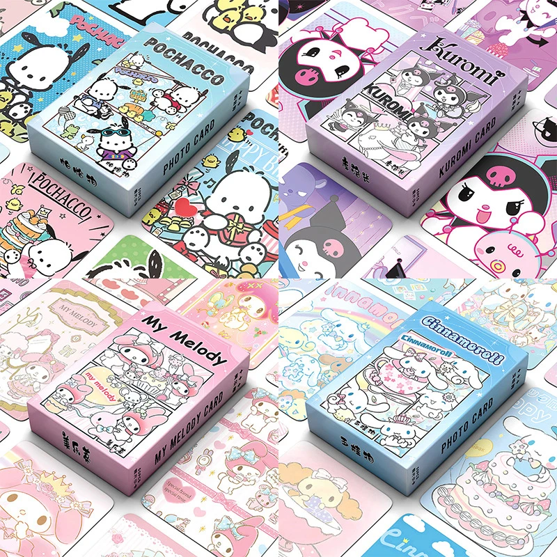 50pcs Cartoon Sanrio Hello Kitty My Melody Kuromi Flash Card Anime Character Card Animation Peripherals Toy Girls Toy Card Gift