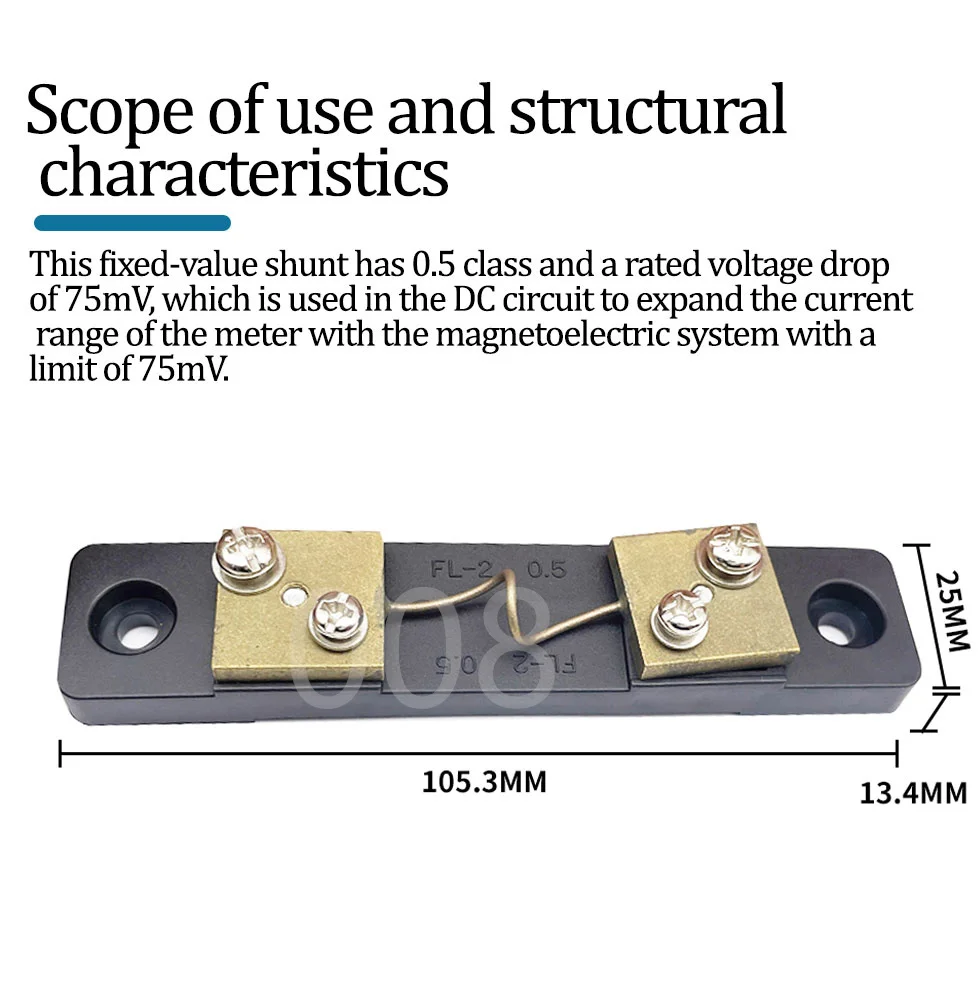 FL-2B Type Economic  Manganin Copper DC Current External Shunt Resistor 1Pcs 10A 15A 20A 30A 40A 50A 75mV