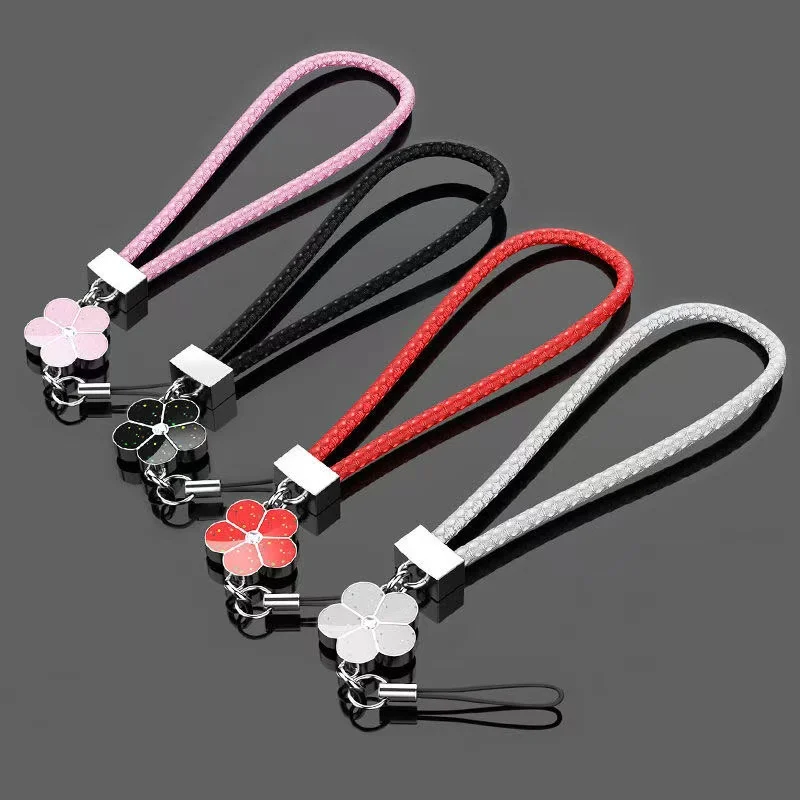 Fashion Creative Leather Woven Hand Rope Mobile Phone Universal Lanyard Wrist Strap Short Rope Bracelet Jewelry Pendant