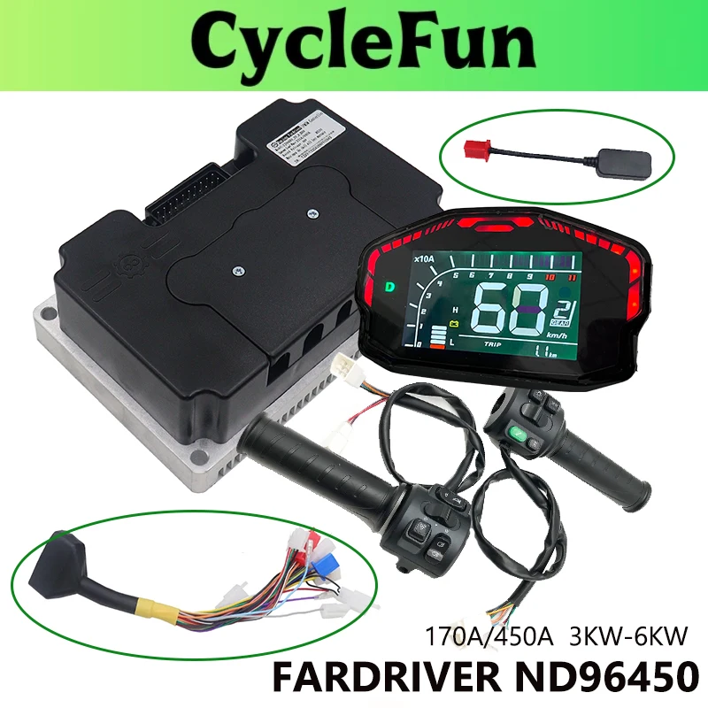 FarDriver 3KW-6KW ND96450 DC 170A وحدة تحكم بموجة جيبية مع شاشة DKD وخنق T08 للدراجات النارية الكهربائية سكوتر E-الدراجة #1