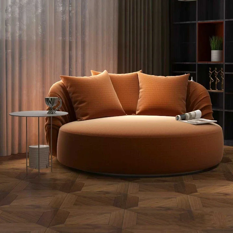 

Бархатные диваны в скандинавском стиле, оранжевые одиночные круглые дизайнерские диваны, пуфы, индивидуальные диваны Soggiorno Nuovi Arrivati, мебель для гостиной