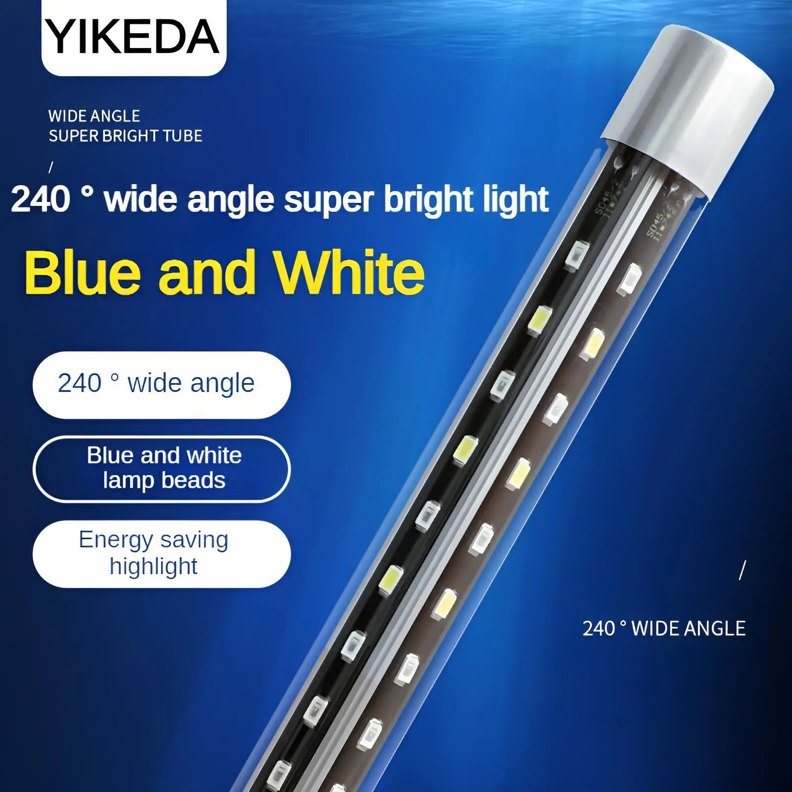 

240° Ultra Wide Angle Aquarium Light｜Blue-White Dual Light｜Amphibious｜5730 High-Density Beads
