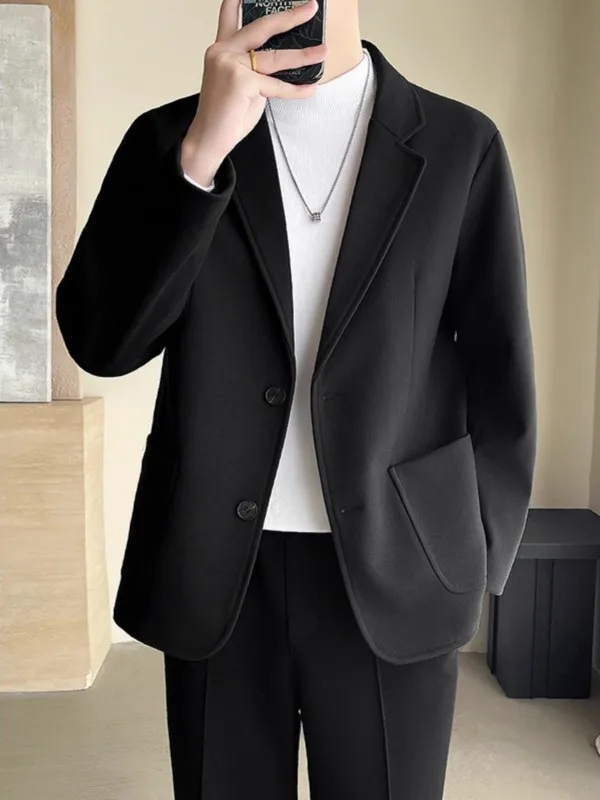 

Мужской шерстяной костюм-пиджак в корейском стиле, осенне-зимний, новый, простой, элегантный, молодежный, приталенный крой