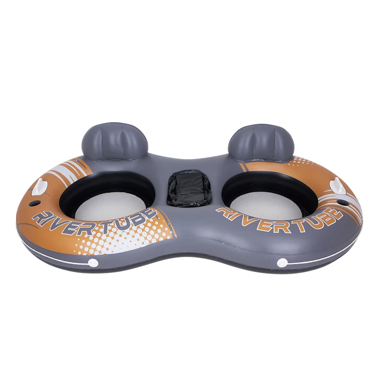 

2 Person Inflatable River Raft Blow Up Water Float Heavy Duty River Tube with Cup Holder