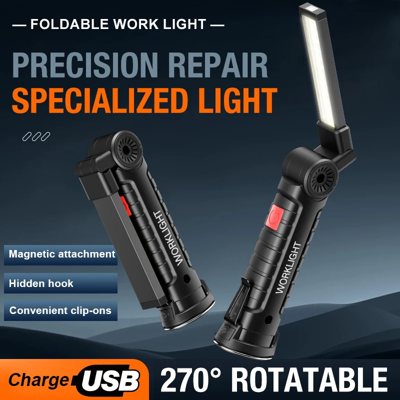 Multi Functional Work Light, Rechargeable Cobb Magnet, Outdoor Tent, Car Maintenance, Emergency Handheld Flashlight