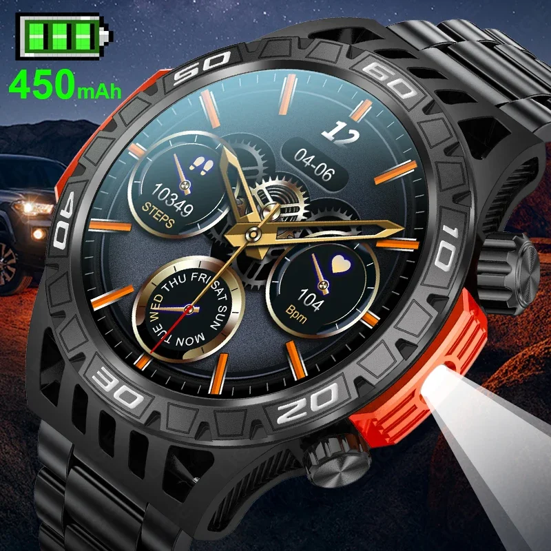 Men's Outdoor Sports Smart Watch - LED Lighting, Bluetooth Call, Compass, Fitness Tracking, Compatible with Android & IOS