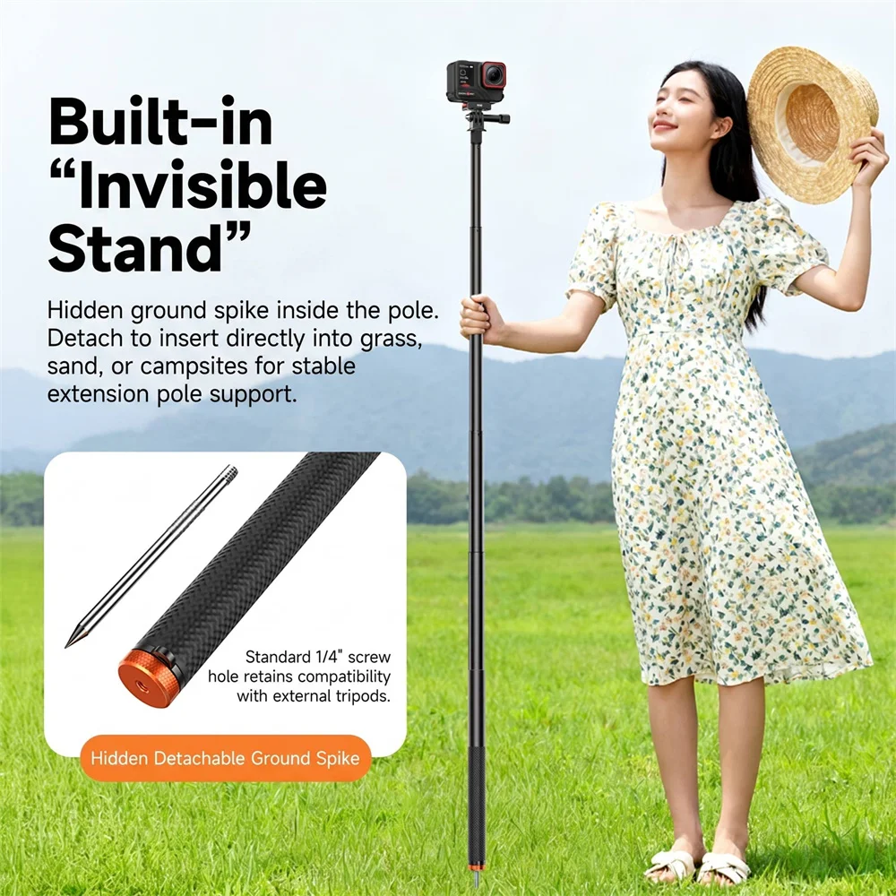 VRIG Waterproof Golf Monopod Invisible Selfie Stick for Go Pro Hero 13/12/Max2/DJI OSMO Action 6/5/4,OSMO 360 Pocket 3/4 Camera