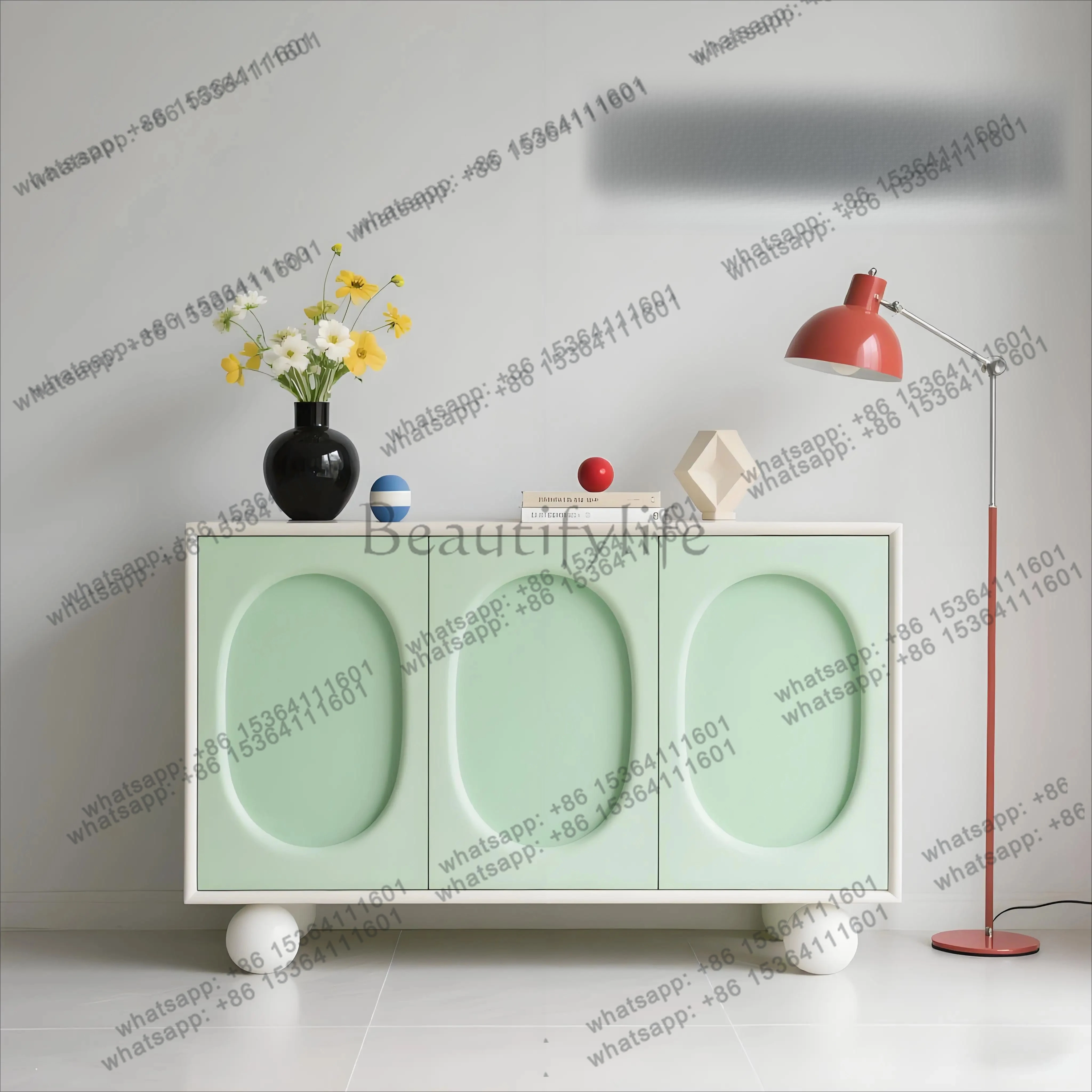 

13 Meal side French cream style wine cabinet, living room storage storage cabinet, integrated entrance against the wall kitchen