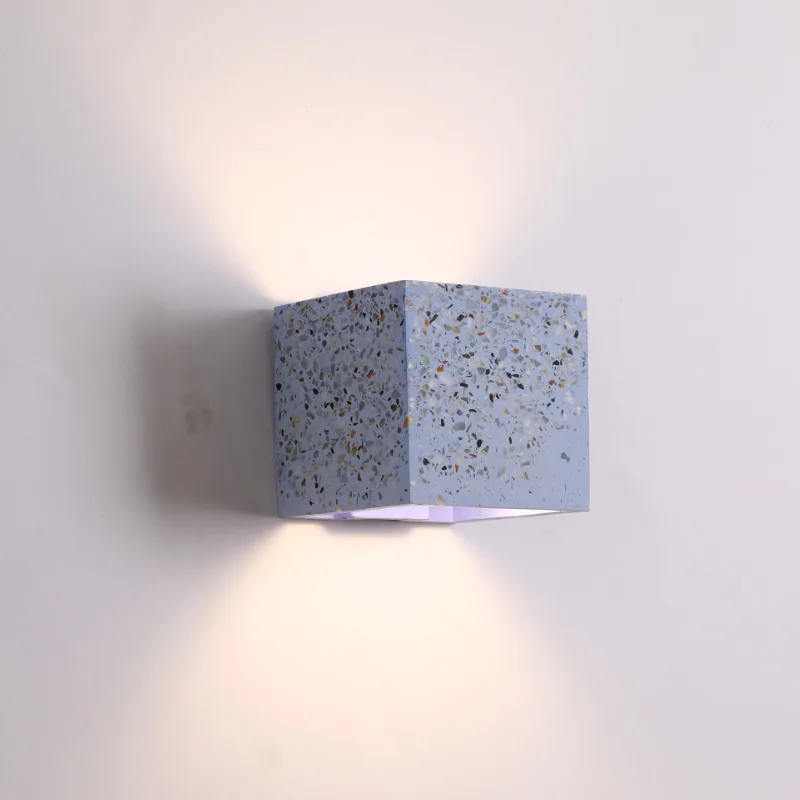 

Современный креативный водонепроницаемый настенный светильник в стиле лофт, скандинавский светодиодный светильник из камня, квадратный промышленный настенный светильник из терраццо и цемента