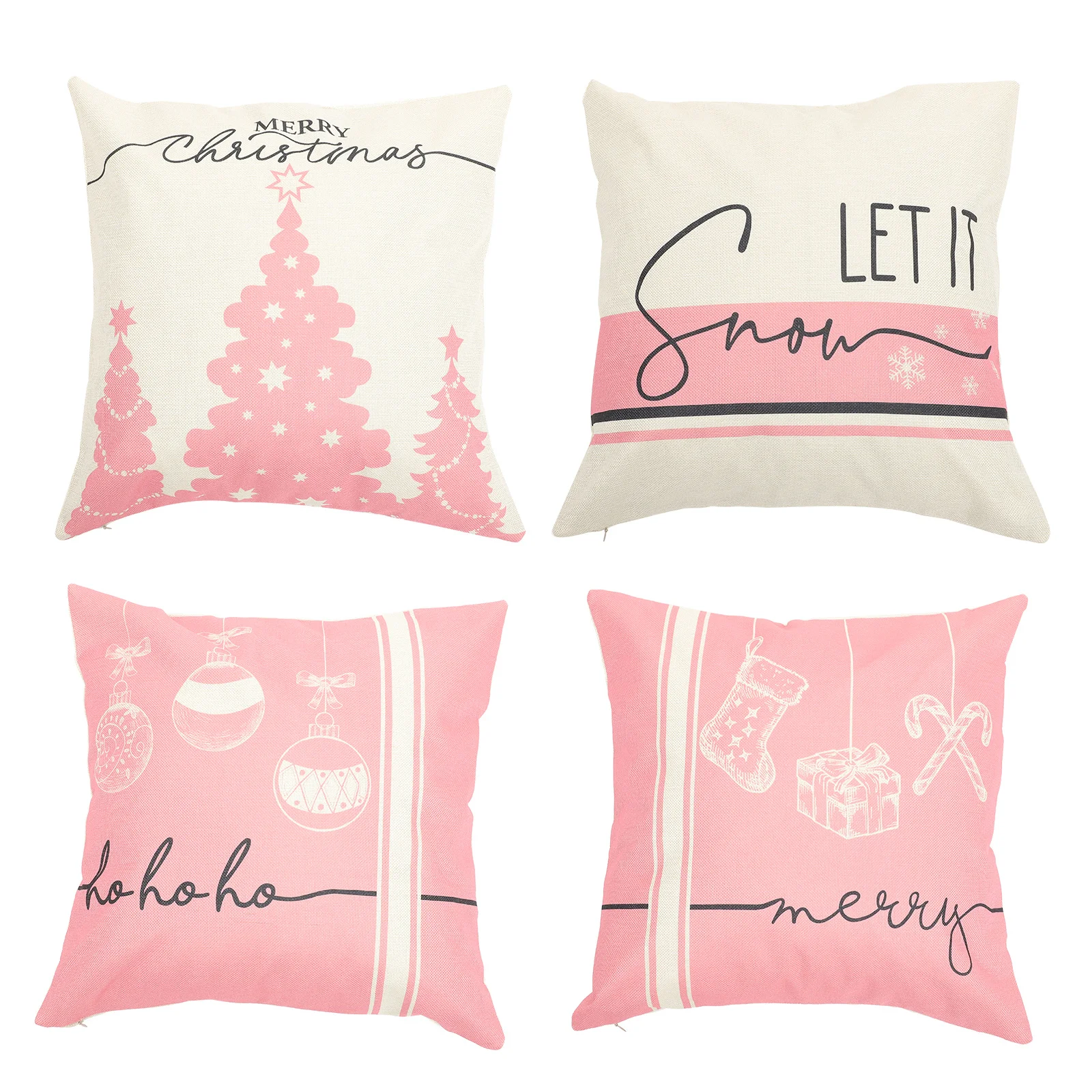 

4Pcs Pillow Covers Christmas Decorative Cushion Cover for Sofa Bed Chair Holiday Throw Pillows Xmas Home Decor