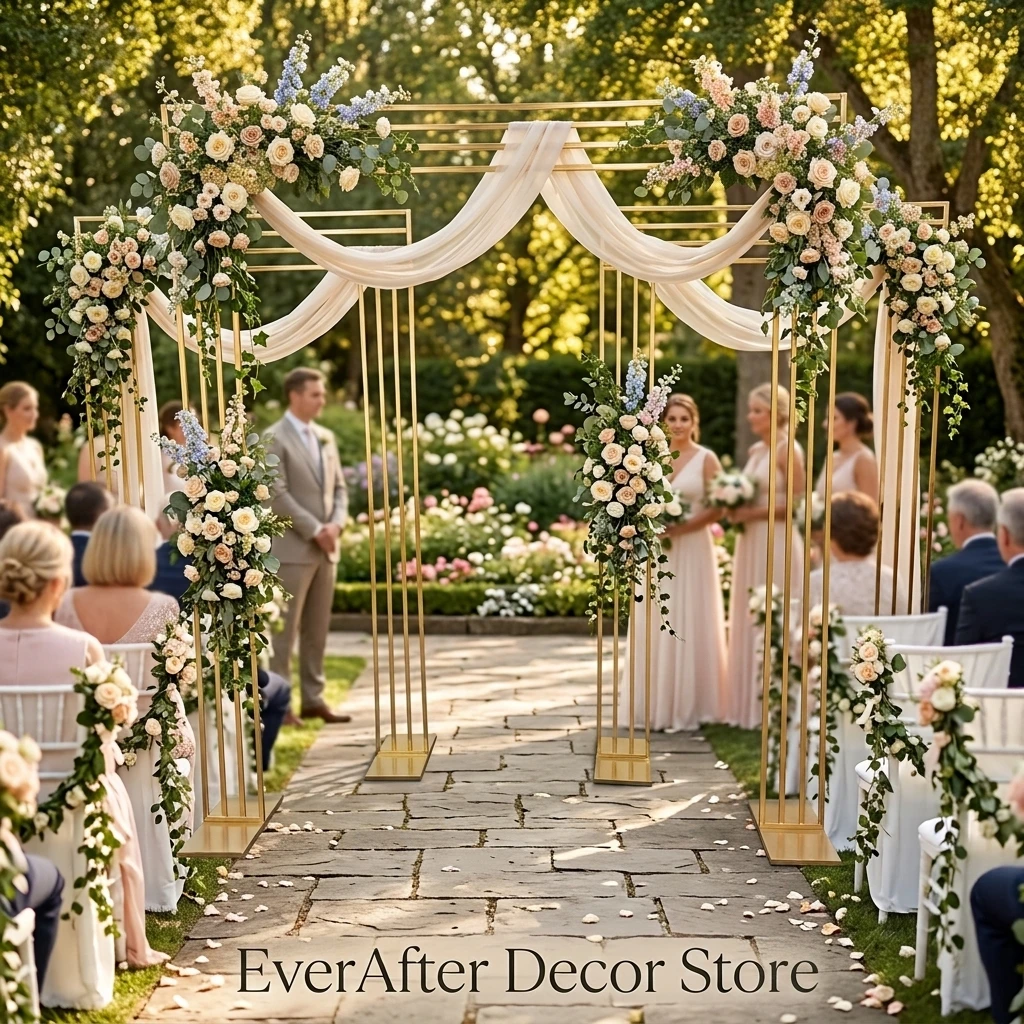 Luxury Gold Rectangular Crystal Flower Stand Tall Wedding Table Centerpiece Metal Floral Rack for Banquet Event Decor Props